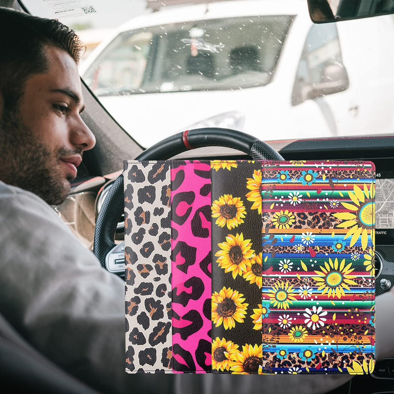 Car Registration and Insurance Card Holder with Magnetic Closure, Premium PU Leather License Registration Holder for Driver License, Insurance Card, Paperwork, Men & Women (Snow Leopard 1) Snow Leopard 1