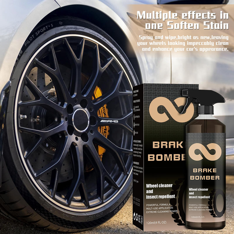 Brake Bomber Wheel Cleaner,Non-Acid Truck & Car Wheel Cleaner,Perfect for Cleaning Wheels and Tires,Rim Cleaner & Brake Dust Remover,Safe on Alloy,Chrome,Painted Wheels 120ML(2PCS Set)