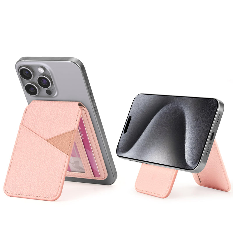 Arae Magnetic Phone Wallet, Compatible with MagSafe Wallet, for Apple iPhone 15/14/13/12 Series, Adjustable Stand with 4 Card Holder,RFID Blocking, PU Leather,Black Black