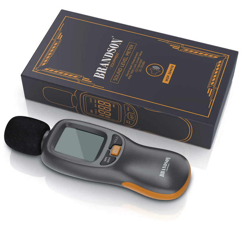 Brandson - calibrated sound level meter - digital portable volume meter - 35dB to 130dB with LCD display with backlight - noise meter - MAX/MIN data storage