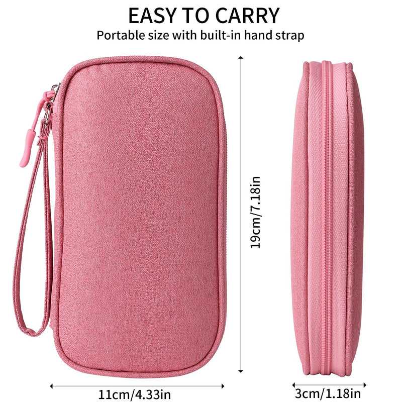 Travel Cable Organizer,Electronics Accessories Organizer Bag,Electronic Organizer Travel Universal Cable Organizer Electronics Accessories Bag for Charger, Phone, memory card,Travel Gadget Bag (Pink) Pink