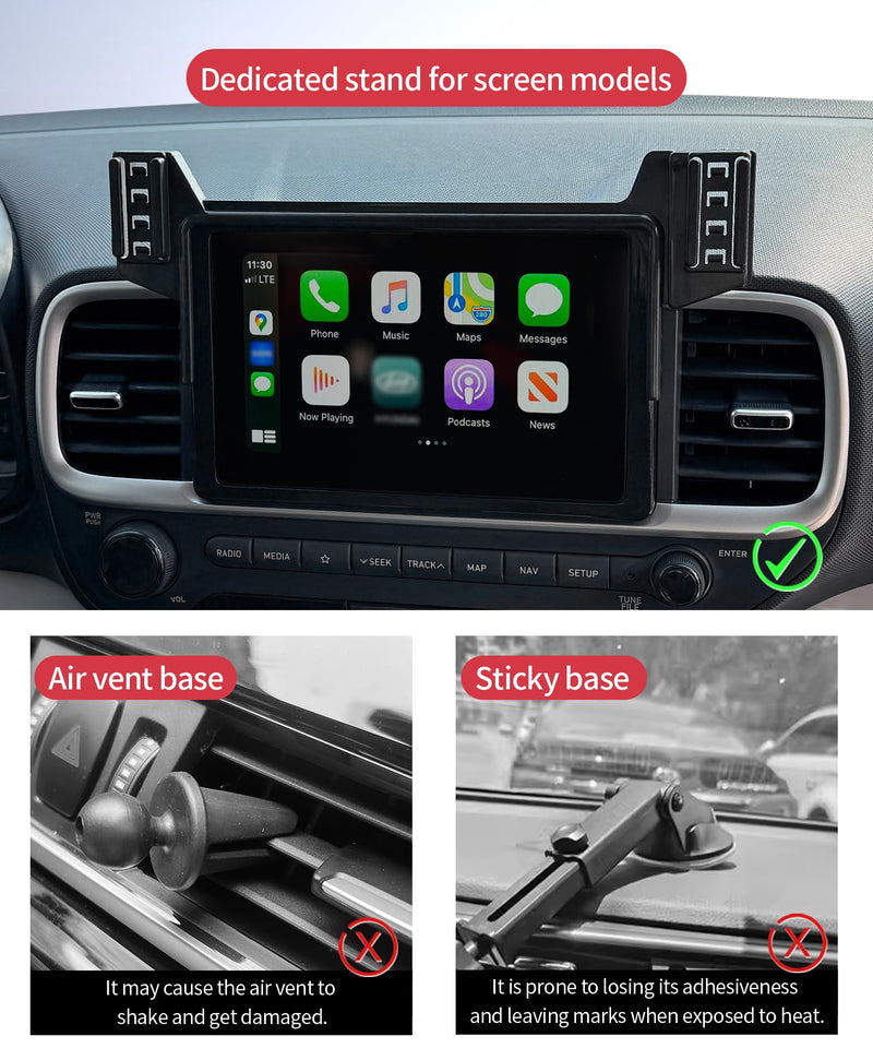 Wireless Charging car Phone Holder for Hyundai Venue 2020-2025 Accessories 8-inch Screen Fixed Clip,360° Rotation car Phone Mount Compatible with MagSafe