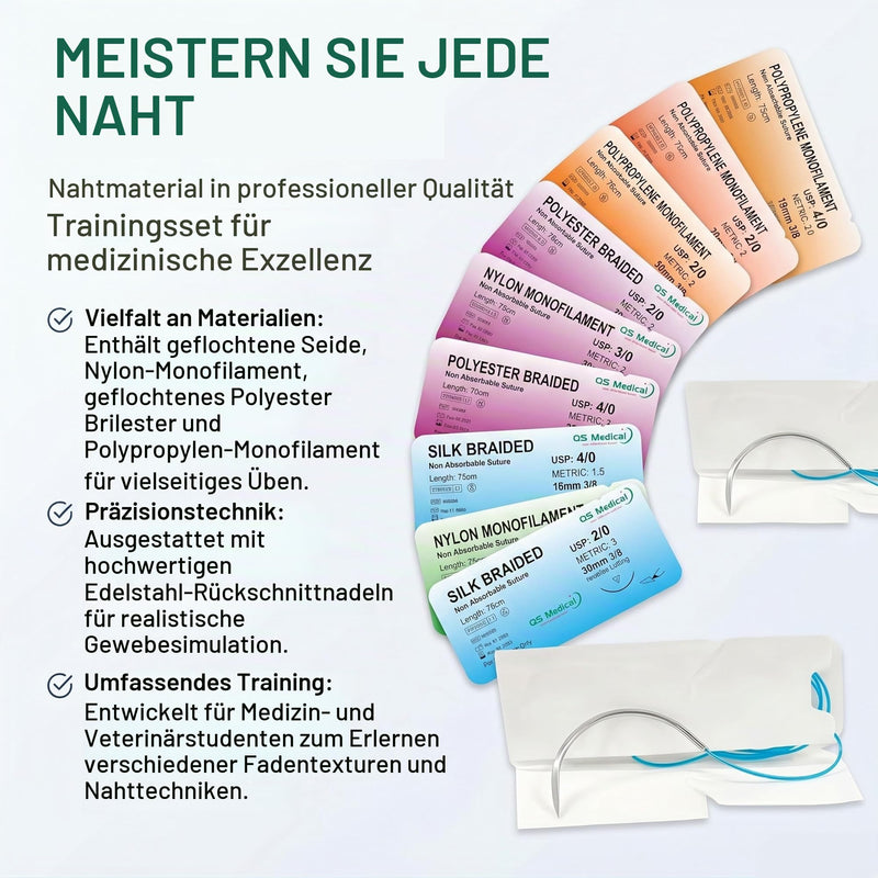 40 Pieces Suture Material, Suture Material, Ideal Seam Exercise Thread for Students, Needle and Thread Set, Ideal Seam Exercise Thread for Students