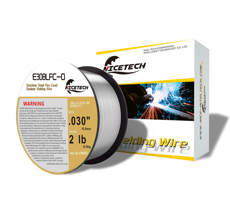 Gasless Flux Cored Welding Wire, Stainless Steel, E308LFC-O. 030-Diameter, 2 Pound Spool, Silver, Package of 1