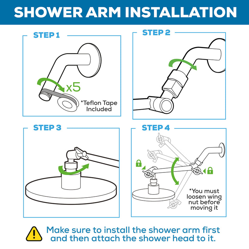 SparkPod 16" Solid Brass Shower Head Extension Arm - Flexible Height & Angle Adjustable Shower Arm Extension for Rain Showerheads with Sturdy Lock - Universal Pipe Connection (Oil-Rubbed Bronze) 16 Inch Adjustable 4 - Vintage Oil-Rubbed Bronze