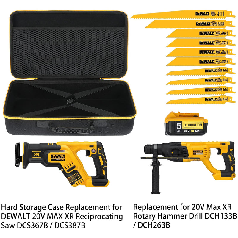 khanka Hard Storage Case Replacement for DEWALT 20V MAX XR Reciprocating Saw (DCS367B / DCS387B), 20V Max XR Rotary Hammer Drill (DCH133B / DCH263B), Case Only DCS367B/DCS387B Hammer Drill