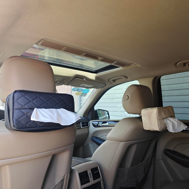 Car Tissue Holder for 120 Standard Tissue,Leather PU Tissues Box Cover for Car Backseat,Extra Large Rectangle Napkin Holder Soft Rectangular,Fits for Kleenex tissues,for Storage& Organization (Black) Black