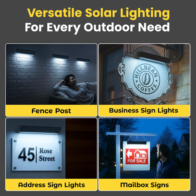 Brighticonics Solar Address Sign Light – IP65 Waterproof LED Lighted House Numbers – Easy to Install, Auto Dusk to Dawn ON/Off, Outdoor Solar Address Signs for Yard, Homes, Business - Cold White 6000K Black - 6000K Cold White Single Pack