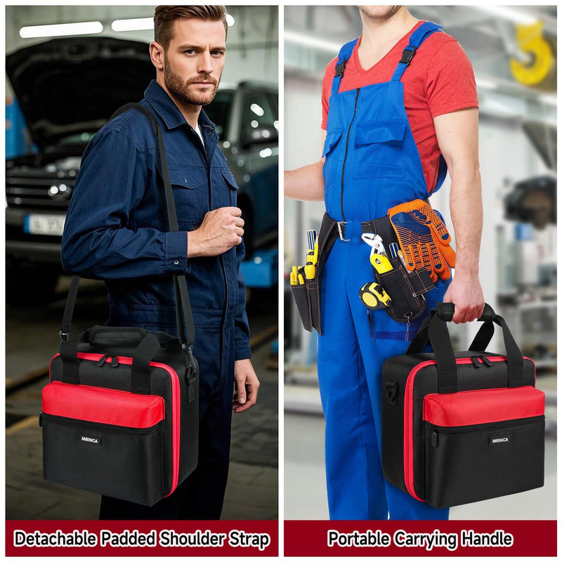 Impact Wrench Case Compatible with Milwaukee 2967-20/ Dewalt DCF900B/DCF891B/DCF961B/DCF899B Impact Wrench Kit,Tool Bag Compatible with Milwaukee Impact Battery and Charger,Bag Only Black red