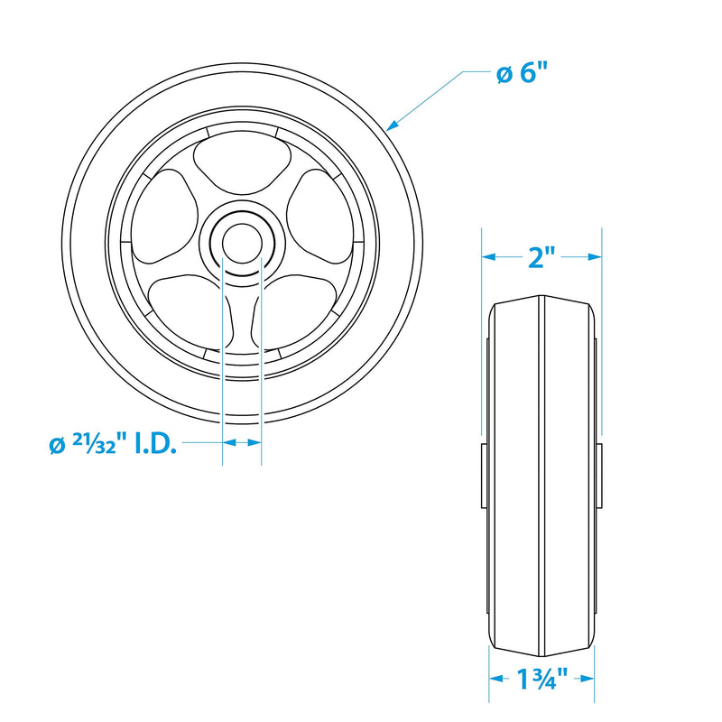 Seachoice Replacement Wheel for Fold Up Boat Trailer Jack, 6 in.