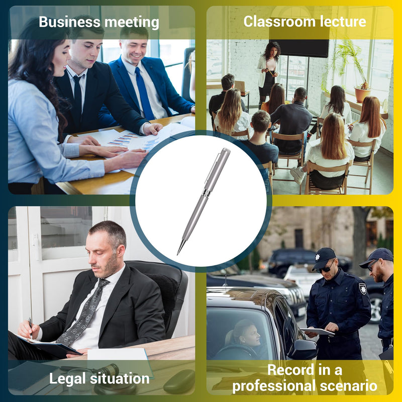 Digital Voice Recorder Pen - 64GB - Mini Audio Recording Device for Meetings - Portable Dictaphone Microphone Sound - Compact Digital Recorder with Free E-Book Included GREY