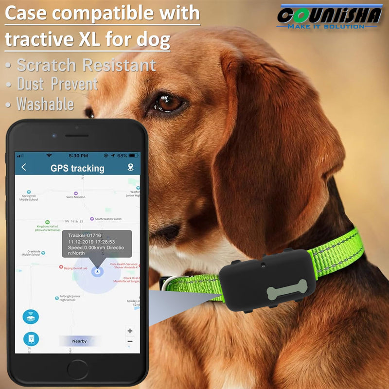 Silicone holder compatible for Tractive XL GPS Dog Tracker,Rubber Accessories Cover Finder Anti-Scratch,Secure Sturdy Case with Strap for Pet Cat Collar (Black) black