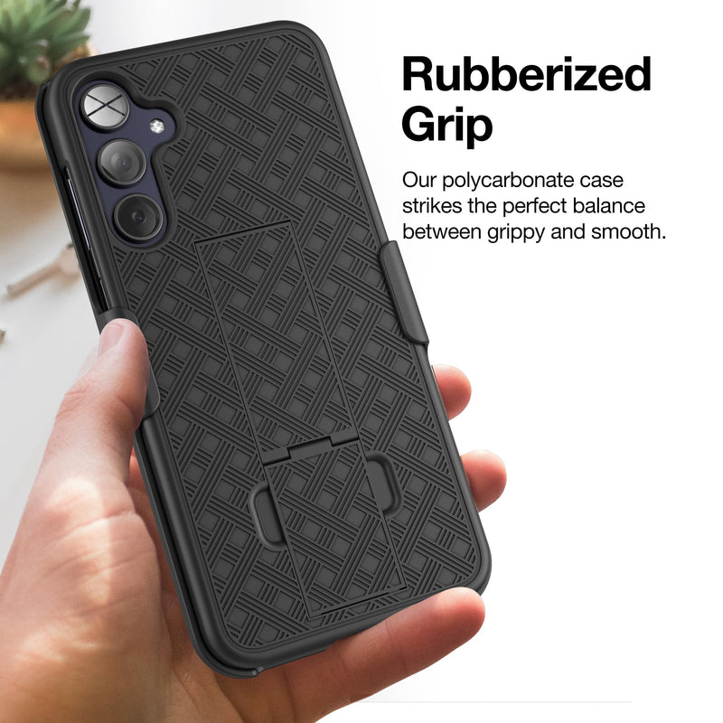 Encased Belt Case for Samsung Galaxy A35 5G with Holster Clip and Phone Kickstand (DuraClip Series), Black (A35 5G)
