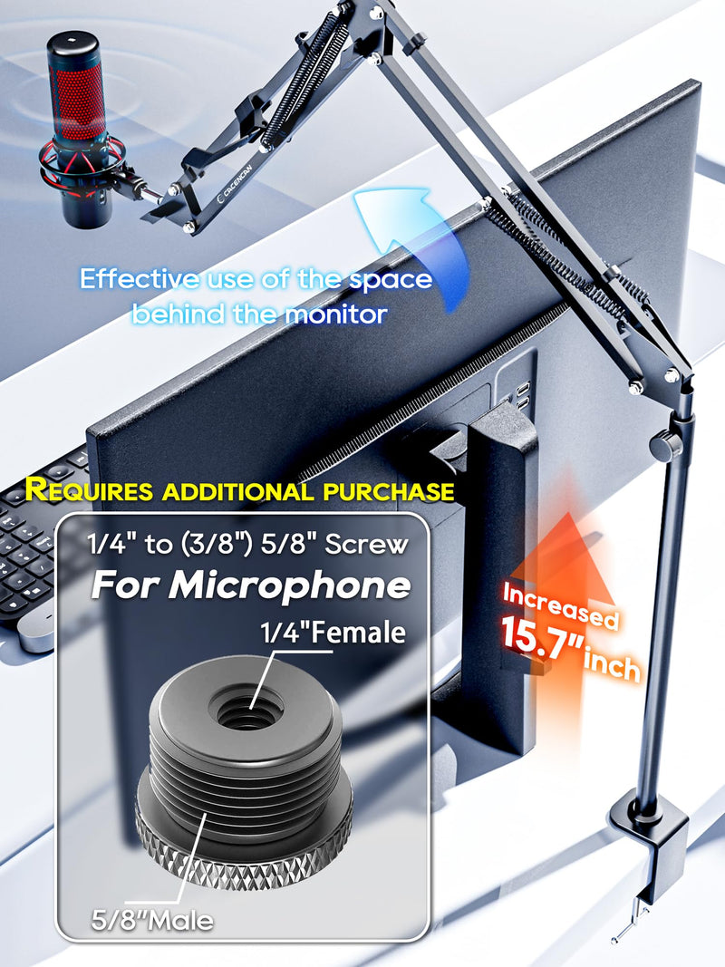Overhead Camera Mount, 5lb Horizontal Load-Bearing, 360° Adjustable Stand for Desk, Flexible with Phone Clamp, Tabletop Mount for DSLR Camera/Webcam/Microphone Black