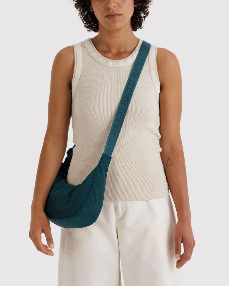 BAGGU Small Nylon Crescent Bag Deep Sea