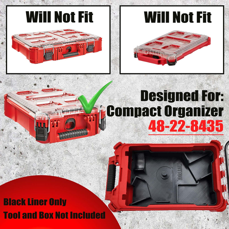 Tidy Tool Insert for Milwaukee M18 Grinder (Fits 2880, 2881, 2686 Models) – Packout Compact Organizer 48-22-8435 Liner – Accessory Storage Only