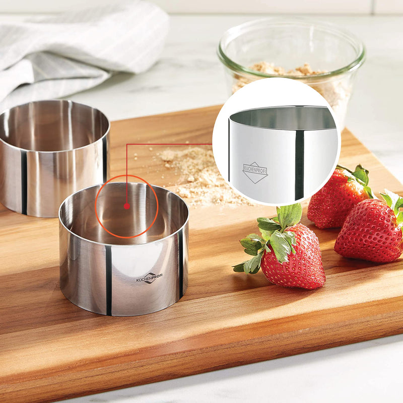 Küchenprofi Stainless Steel Cooking Rings, Set of 4 Plating and Forming Ring Molds, 3 Inches 3" 4 Pc Set