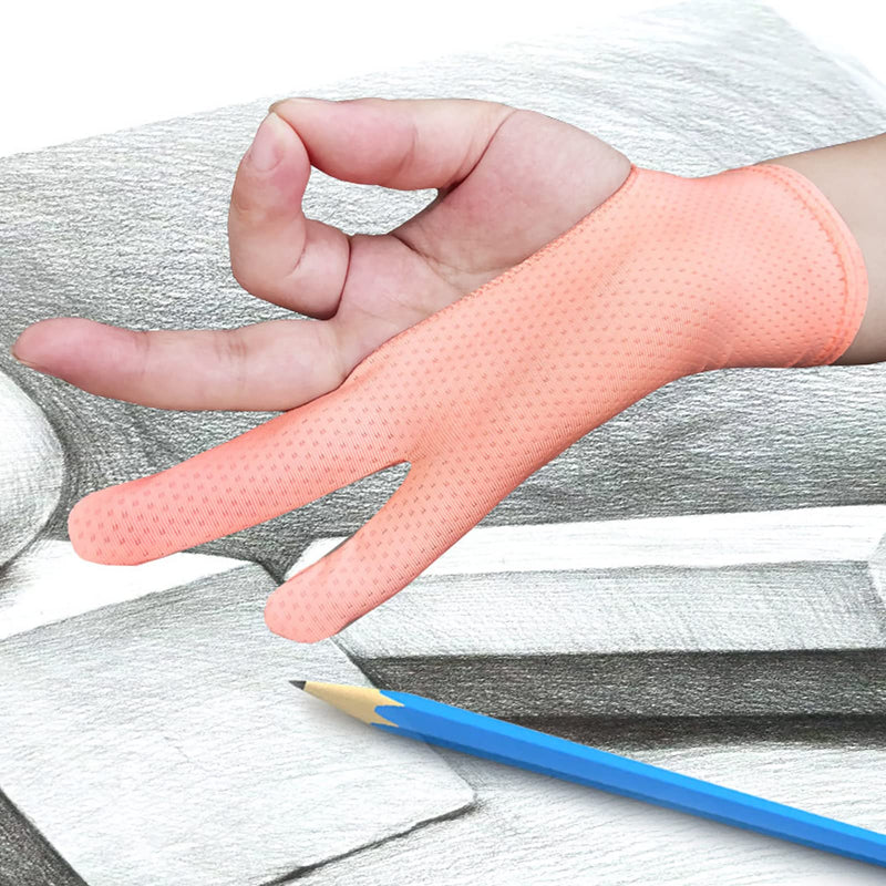 Artist Drawing Glove 3-Layer Palm Rejection [2 Pack] Right Left Hand Digital Art Graphic Tablet Gloves 2-pack Pink Gloves