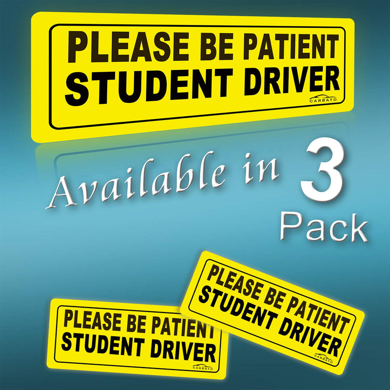 Student Driver Magnet Safety Sign - Car Vehicle Reflective Sticker Bumper for New Drivers - Set of 3 Black