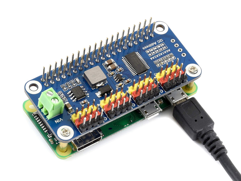 waveshare Servo Driver Hat for Raspberry Pi 3B+ 3B 2B Zero WH Zero W Zero 16 Channel PWM Outputs 12 Bit Resolution I2C Interface