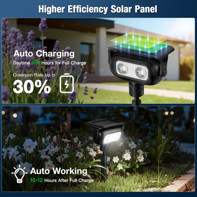 Solar Lights Outdoor, Motion Sensor Outdoor Solar Spotlights Waterproof, Outside Wall Lights, Outdoor Lights Solar Powered for Garden/Patio/Yard/Lawn/Backyard, Warm Yellow Light, 2 Packs Yellow-2 Pack Black