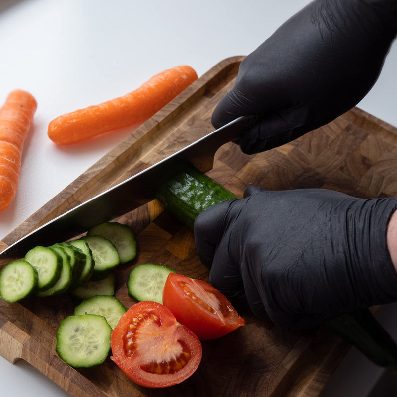 ABENA THOR Black latex gloves 100 pieces (size M) | Black powder-free disposable gloves for cooking, cleaning, grilling and much more Disposable gloves without powder | Disposable Glove Kitchen Workshop Pack of 1, Medium (7-8)
