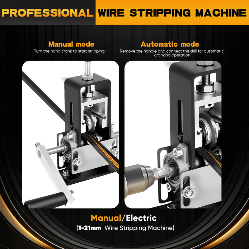 Manual Wire Stripping Machine, 0.04"-1" Drill Powered Dual Mode