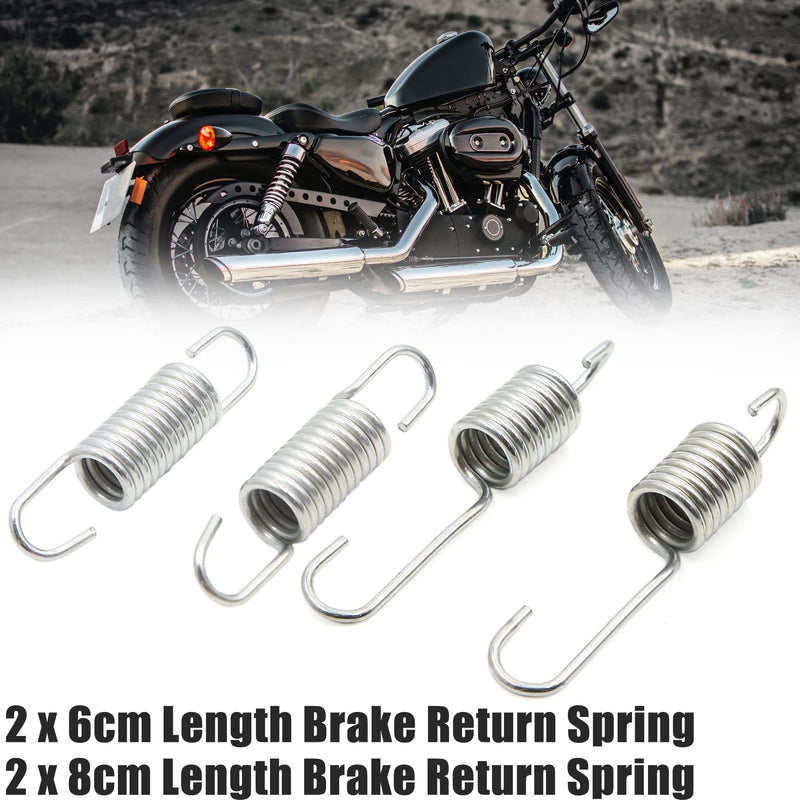 uxcell 4pcs 6cm 8cm Length Silver Tone Metal Motorcycle Brake Pedal Return Spring for CG125
