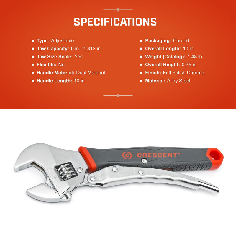 Crescent 10" Locking Adjustable Dual Material Wrench - ACL10VS 10 Inch