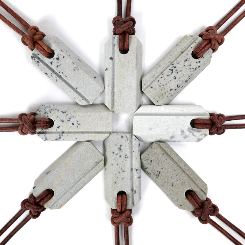Wazoo Viking Whetstone Pendant Knife Sharpener Necklace, Arkansas Novaculite on Leather Cord, Norse-Inspired Knotwork, Made in USA, Pocket Knife-Sharpener Tool, Plain Uncommon