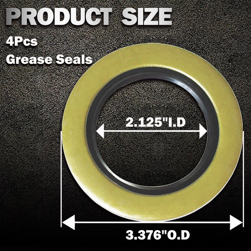 Double Lip Grease Seals 2.125" I.D x 3.376" O.D Replacement 10-10 or 21333TB Spindle #42 Fits 5200-7000 lbs Trailer Axle Hub Wheel Grease Seals