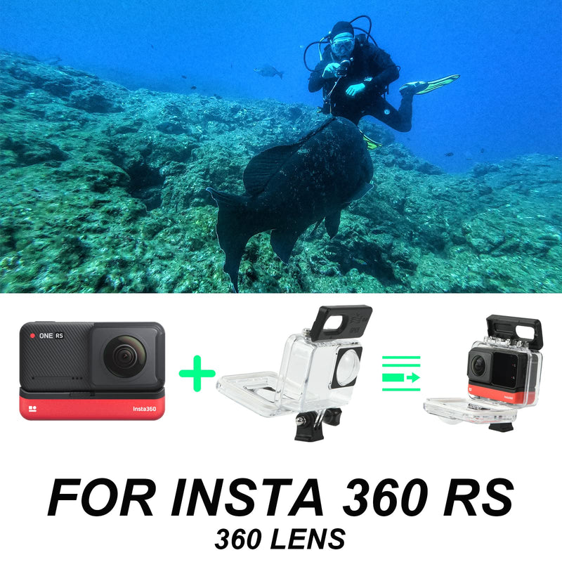 Dual Lens Panoramic Waterproof Shell for Insta360 ONE RS 360° Lens Edition, Underwater Diving Protective Housing 30M/98FT with Mounting Bracket Accessories