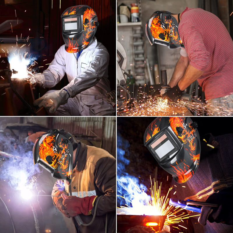 Welding True Color Helmet Auto Darkening Hood with Adjustable Shade Range 4/9-13 for TIG MIG ARC Welder Mask Red