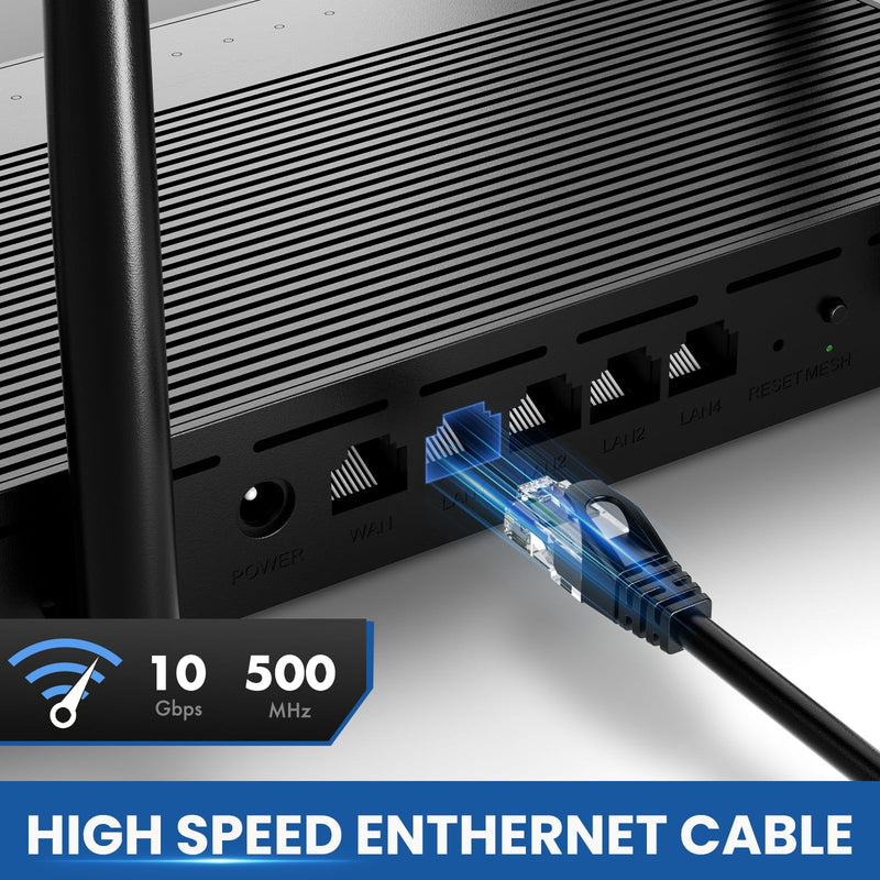 Cat 6 Ethernet Cable 40 Ft 2 Pack, Cat 6 Cable Outdoor&Indoor, High Speed 10Gbps Internet Network Cable, Cat6 Ethernet Patch Cable Long, Computer LAN Cable for Router, Modem, PS4/5 - Blue & Black 40 ft - Cat 6