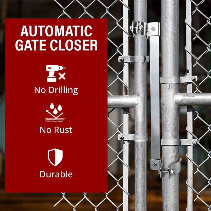 Automatic Gate Closer with Heavy Duty Steel Bar, Self Closing Gate Hinges Ideal for Metal Gate in The Outdoors Like in The Backyard, for Dog Fence, Pool gate