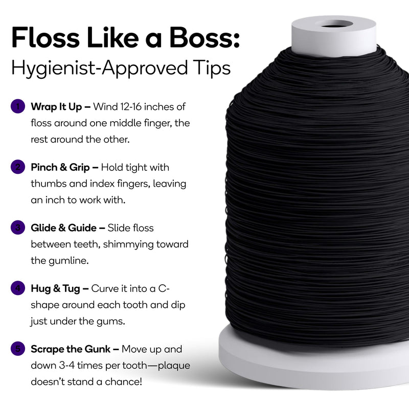 BURST Big Dental Floss Dispenser (273 Yards, XL Spool) | Mint Eucalyptus | Stain Absorbing & Woven Expanding Dental Floss with Xylitol Coating to Fight Cavities | Vegan | Paraben Free Tooth Floss