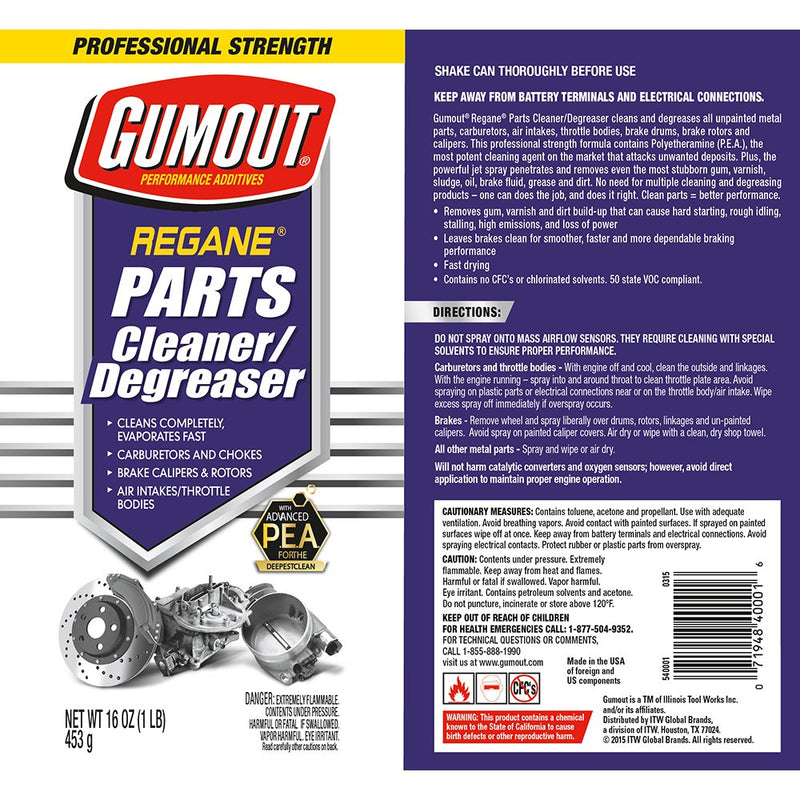 Gumout 540001 Regane Parts Cleaner and Degreaser, 16 oz