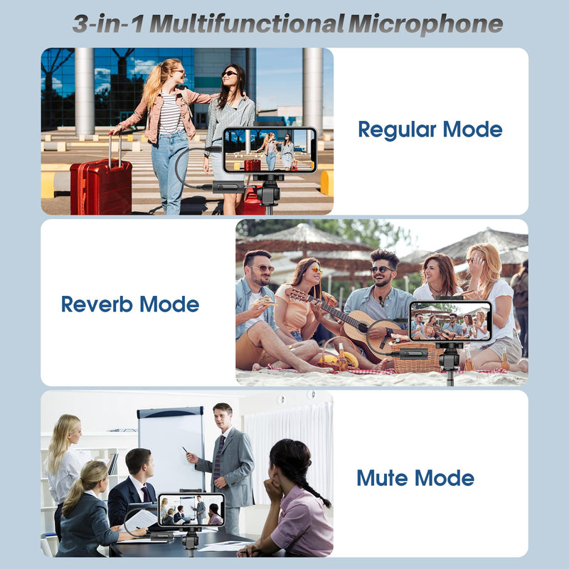 4 in 1 Professional Wireless Lavalier Microphone - 2 Pack Mini Microphone for iPhone Android Camera, Noise Reduction Lapel Mic Ultra Low Delay for Video Recording, YouTube, Interview, Tiktok and Vlog Black