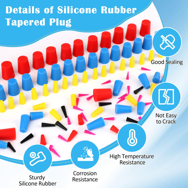 360PCS Silicone Rubber Tapered Plug, Coldairsoap High-Temperature Resistant Rubber Stoppers 8 Size 1/16" to 5/8" for Hole Plugs, Spraying, Coating, Painting Protection (360) 360