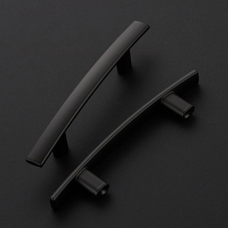 10 Pack Cabinet Handles 3" Hole Center - Curved Cabinet Pulls Black Drawer Pulls for Kitchen Cupboard Solid Hardware for Dresser Drawer Arch Hardware 10