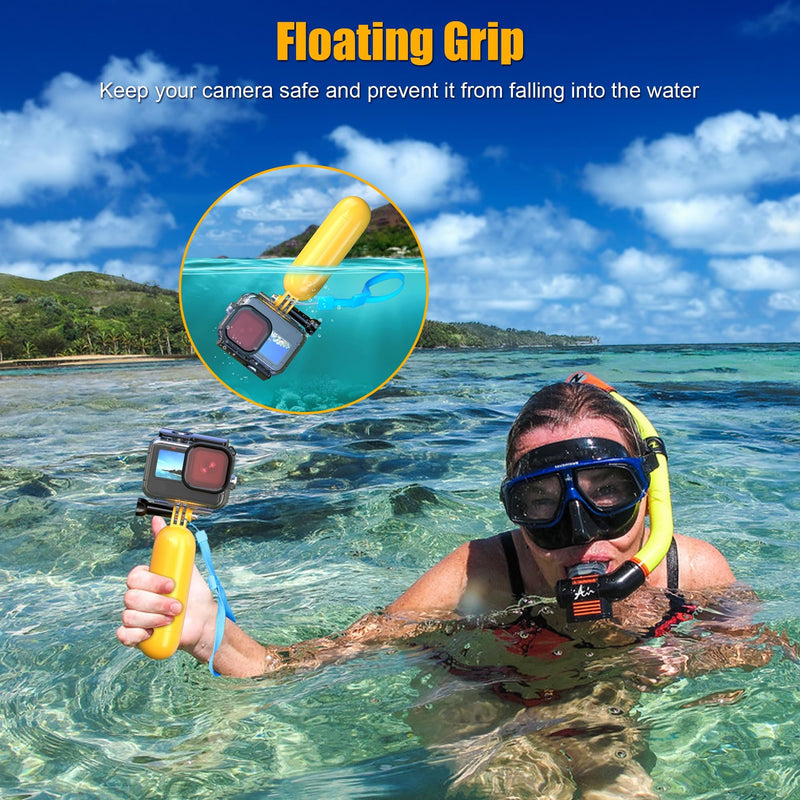 Waterproof Case with Dive Filters for Go Pro Hero 12 Black/Hero 11 Black/Hero 10 Black/Hero 9 Black, 230 FT/70M Underwater Protective Housing Dive Kit, Professional Action Camera Dive Accessory