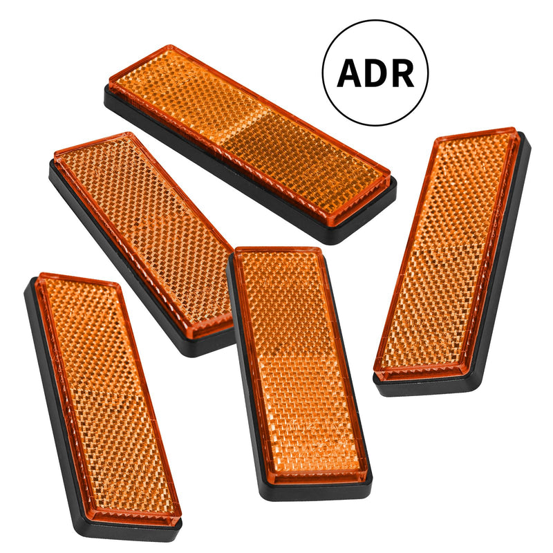 10 Pack Yellow Self Adhesive Rectangle Reflectors, ADR Approval Road Safety Stick-on Rear Reflectors for Trailer Caravan Truck Lorry or Agricultural Machines