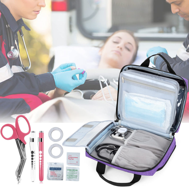 Trunab Bag for Two Stethoscopes Compatible with 3MLittmann/MDF/ADC | Small First Aid Bag for Nurses, Doctors or Nursing Students, Bag Only - Purple
