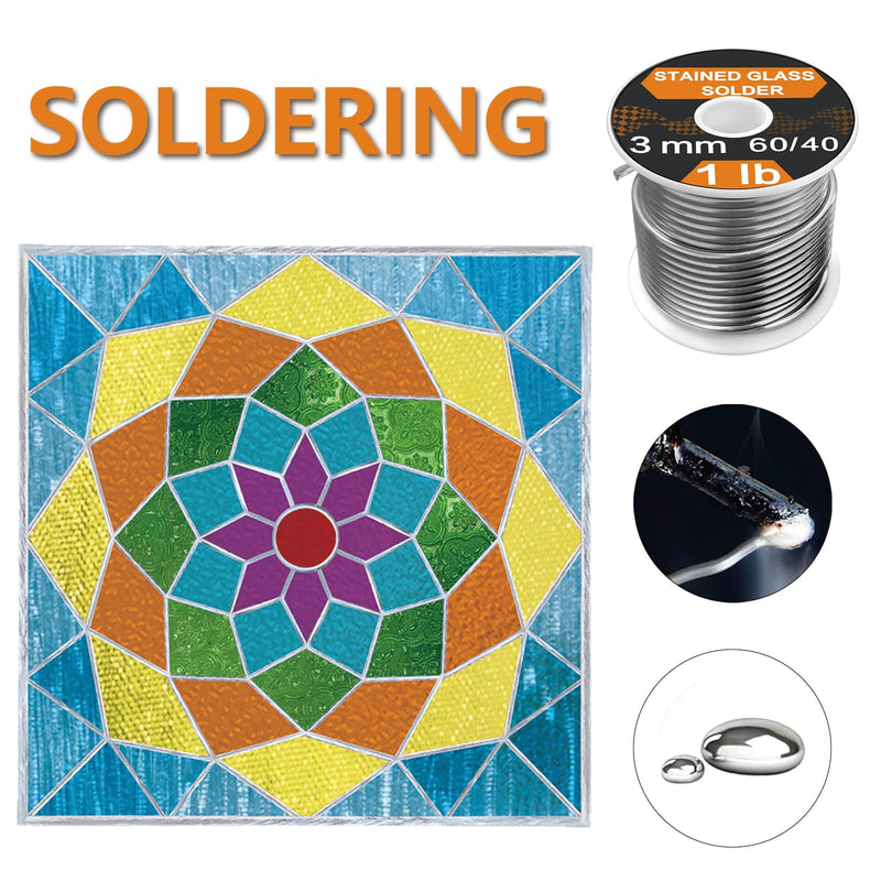 60/40 Solder for Stained Glass, 1/8"(3mm) Dia, 2 lb Pack, Supplied by ANOSON