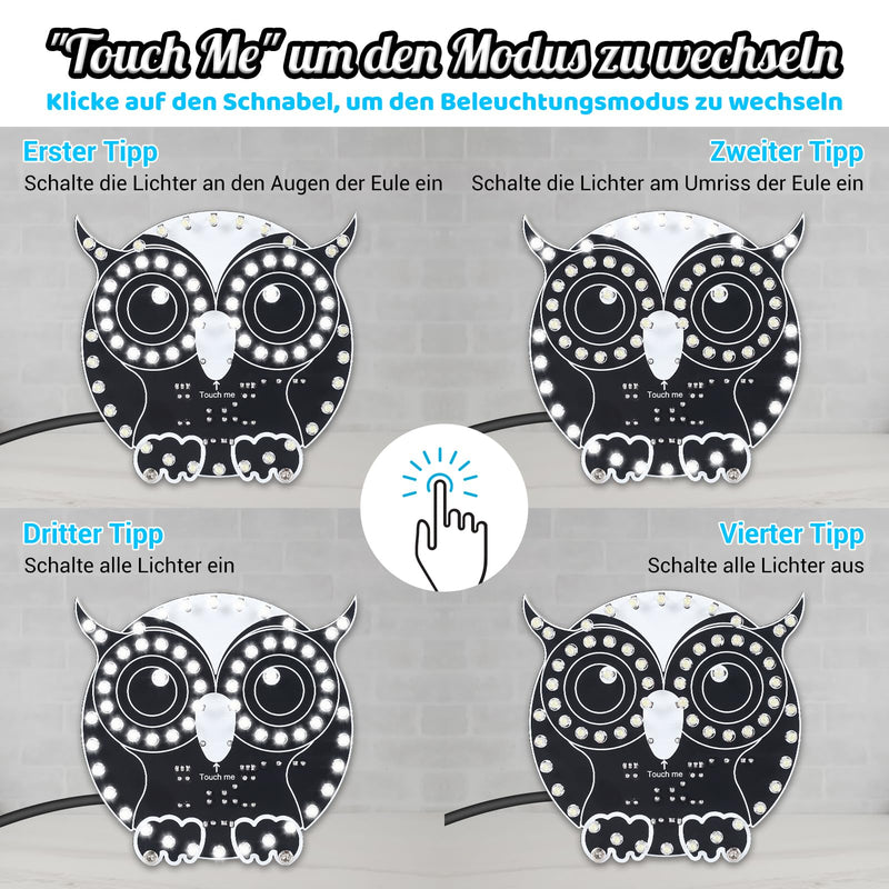 DONGKER Soldering Kit, Owl Shape LED Light Soldering Exercise Kit, DIY Electronic Kits for Beginners, Teaching and Learning Training, DIY Soldering Project LED Lamps Kit with Touch Control, for STEM Fans