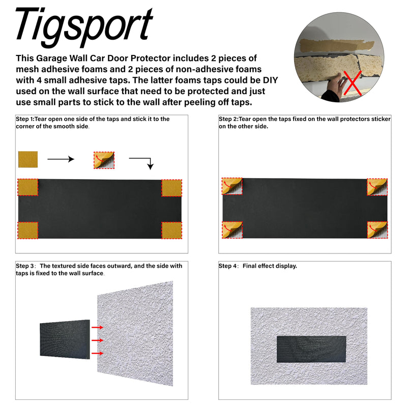 4 Pack Garage Wall Protector,2 Self Adhesive Foam+2 No Glue Foam with Self Adhesive Tapes Bumper Guard for Waterproof Inflaming Ultra Self Adhesive EVA Foam (4 Pack: 15.75" x 5.9" x 0.79")