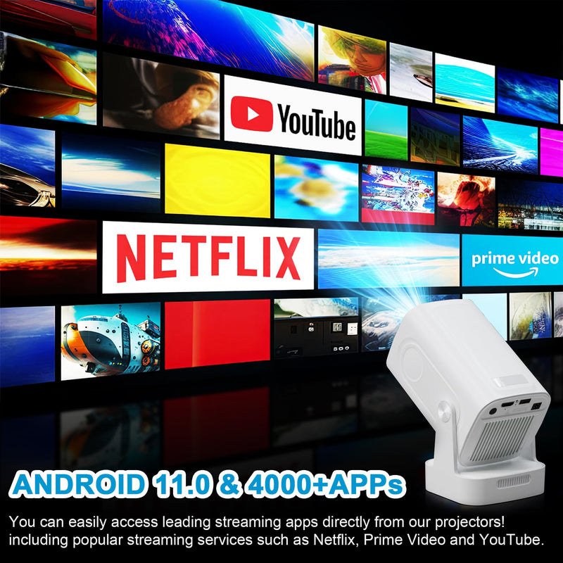 Update Mini Projector With WIFI 6 and Bluetooth 5.4, Portable Projector 210° Rotatable Support with Full HD 4K, Auto Focus & Keystone, 40“-130” Screen Movie Projector for Laptop/PC/Smartphone HY260pro