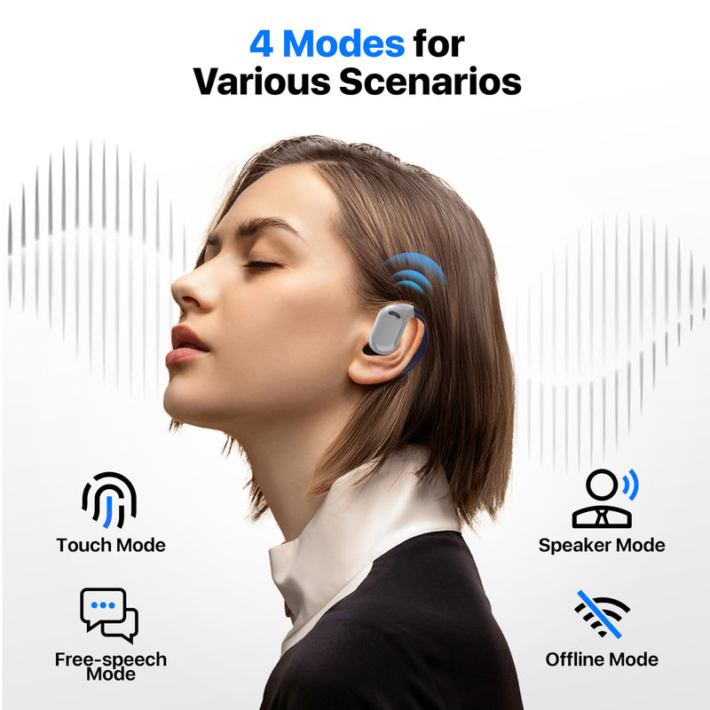 Ai Language Translation Earbuds, OWS 3-in-1 Translator Earbuds, 144-language Real-time Two-Way Earbuds, HD Sound, Long Battery Life, Ideal for Travel and Business, with ONE Year Subscription, Black
