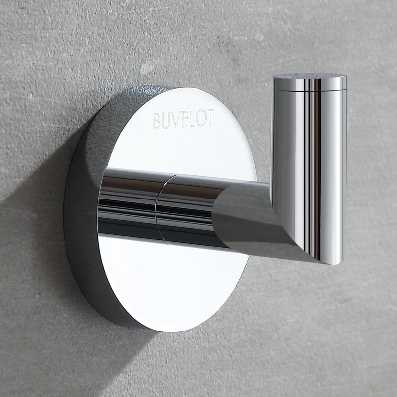 Towel Hook, Coat Hooks for Bathroom and Kitchen, Modern Robe Hook Wall Mounted, Chrome, 077010-CR, Leo Series
