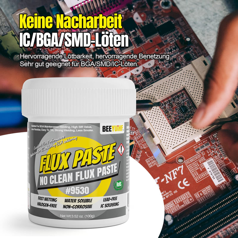 BEEYUIHF No Clean Solder Paste Flux, BGA Solder Flux Paste, Electronics Flux Pastes for BGA/IC/CPU/PCB/SMD Solder (5.15oz/146g)